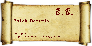 Balek Beatrix névjegykártya
